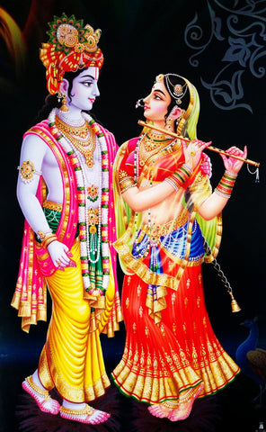 Poster of Radhe Krishna in Yellow - OnlinePrasad.com