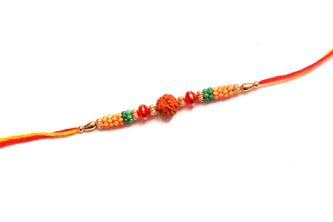 Rudraksha Rakhi with colorful beads - OnlinePrasad.com