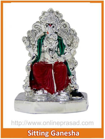 The Colorful Sitting Ganesha Idol - OnlinePrasad.com