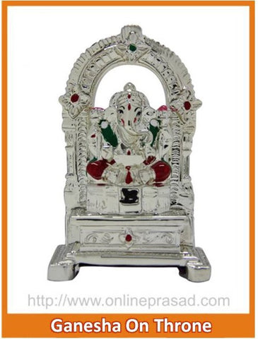 The Ganesha On Throne Idol - OnlinePrasad.com