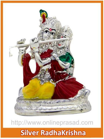 The Silver Radhakrishna Idol - OnlinePrasad.com