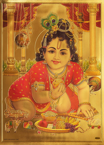 The Laddu Gopal Golden Poster - OnlinePrasad.com