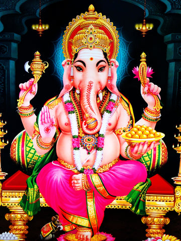 Poster Of Ganesha In Pink - OnlinePrasad.com