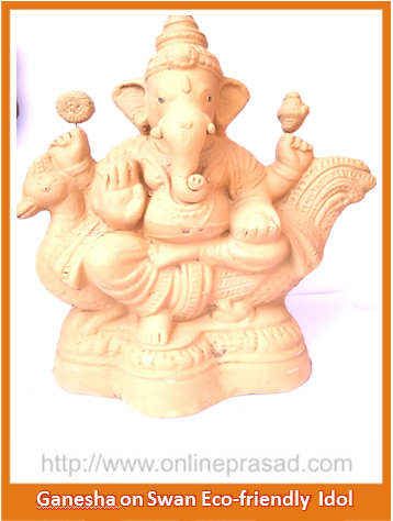 Ganesha on Swan - Eco Friendly Idol - OnlinePrasad.com