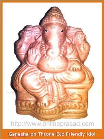 Ganesha on Throne - Eco Friendly Idol - OnlinePrasad.com