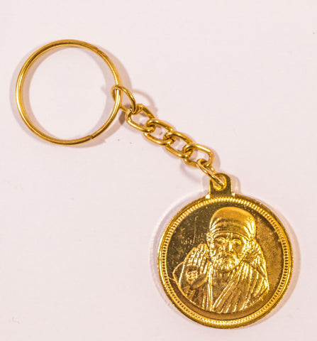 The Shiridi Sai Baba In Gold Key Chain - OnlinePrasad.com