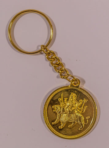 The Durga Mata In Gold Key Chain - OnlinePrasad.com