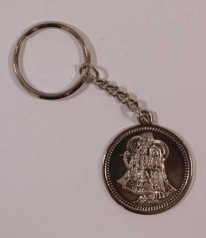 The Radhe Krishna with Flute In Silvar Key Chain - OnlinePrasad.com