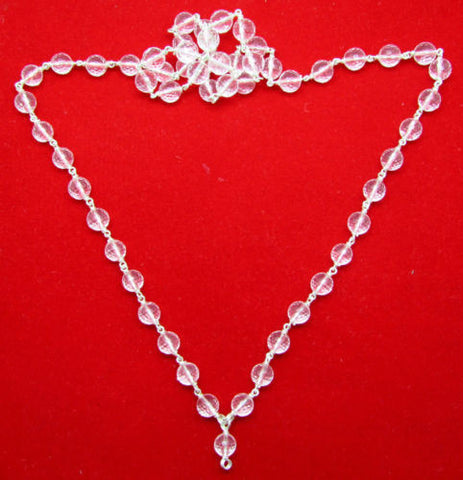 Diamond Cutting  Sphatik Mala Strung in pure silver wire - OnlinePrasad.com