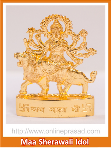 Zevotion Maa Sherawali Gold Plated Idol - OnlinePrasad.com