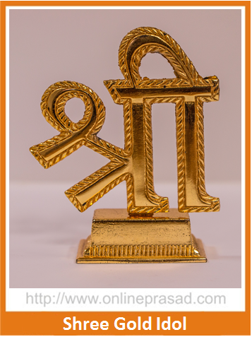 Spiritual Shree Gold Plated Idol - OnlinePrasad.com