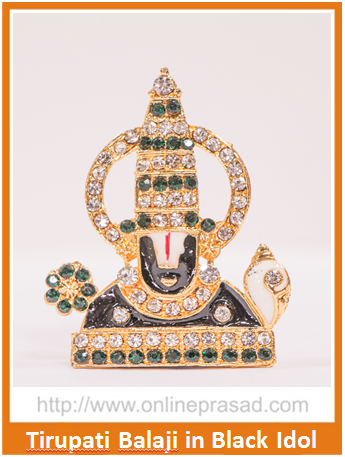 Zevotion Studded Tirupati Balaji in Black Idol - OnlinePrasad.com