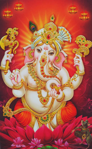 Poster Of Ganesha In Orange - OnlinePrasad.com