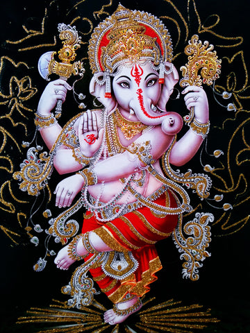 Poster Of Ganesh In Red - OnlinePrasad.com