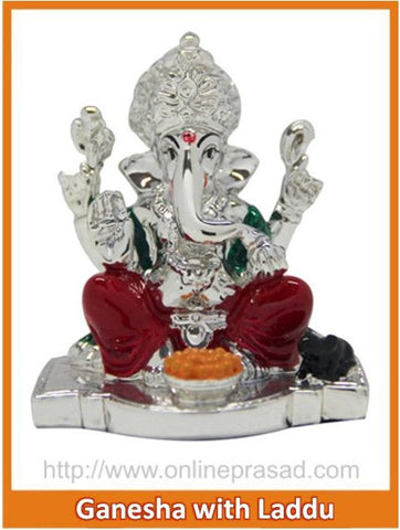 The Ganesha With Laddu Idol - OnlinePrasad.com