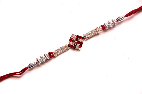 Swastik  Rakhi with Beads and Small stones - OnlinePrasad.com