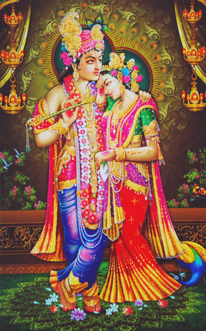 Poster Of Radha Krishna In Violet - OnlinePrasad.com