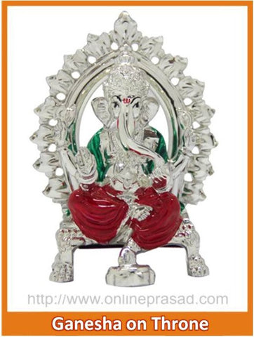 The Ganesha Sitting On Throne Idol - OnlinePrasad.com