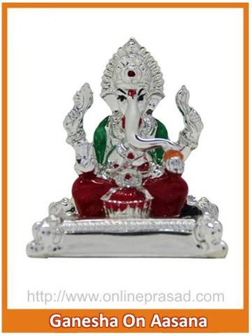 The Ganesha On Asana Idol - OnlinePrasad.com