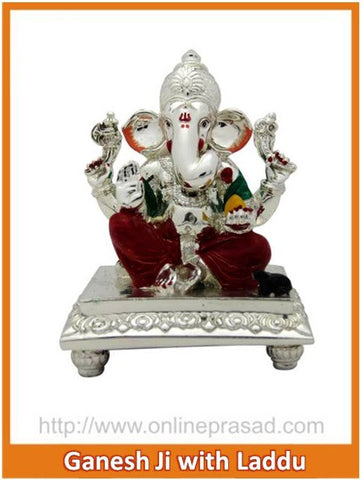 The Ganesh Ji With Laddu Idol - OnlinePrasad.com