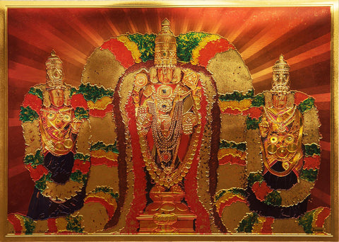 The Laxmi Padamavati Balaji Golden Poster - OnlinePrasad.com