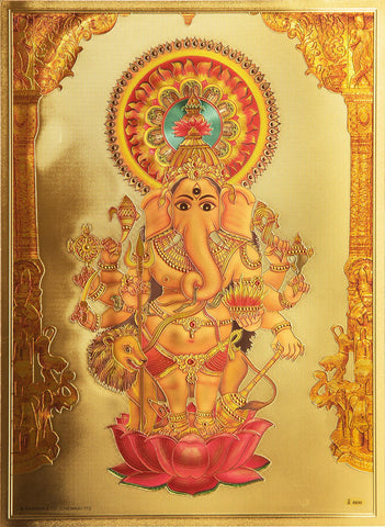 The Kan Drush Ganesha Golden Poster - OnlinePrasad.com
