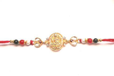 Ganesha Rakhi with Beads and Stones - OnlinePrasad.com