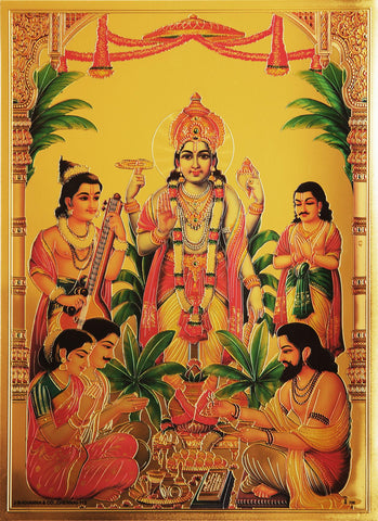 The Blessing Narayana Golden Poster - OnlinePrasad.com