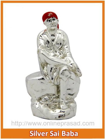 The Silver Sai Baba Idol - OnlinePrasad.com