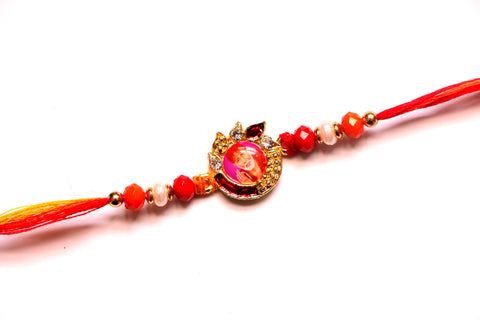 Sai Baba Rakhi with Crystal Beads and Stones - OnlinePrasad.com