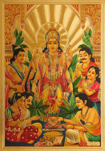 The Vishnu Golden Poster - OnlinePrasad.com