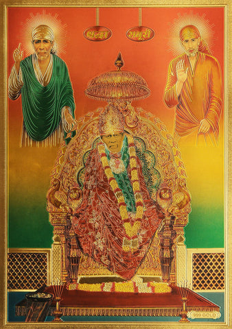 The Sai Baba Golden Poster - OnlinePrasad.com