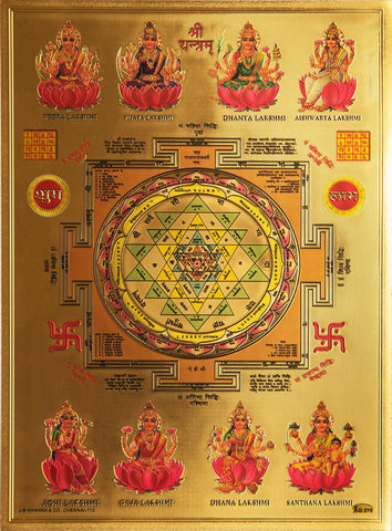 The Chakra Asta Laxmi Golden Poster - OnlinePrasad.com