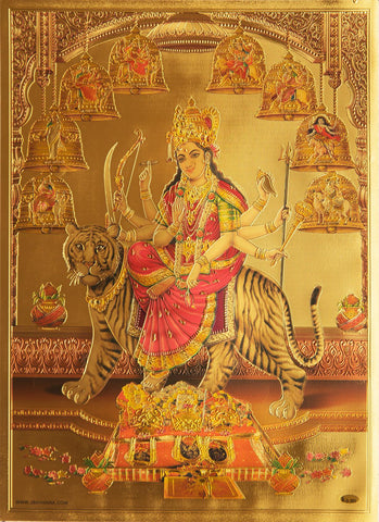 The  Nava Durga Golden Poster - OnlinePrasad.com