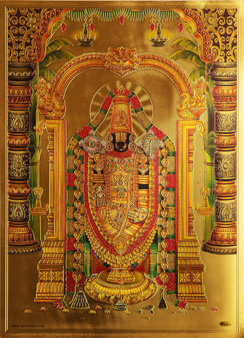 The Balaji Tirupati Tiramala Venkataramana Golden Poster - OnlinePrasad.com