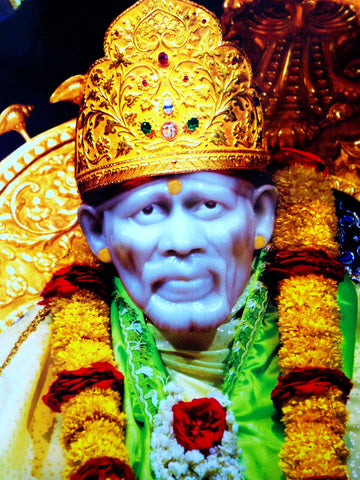 Poster of sai Baba In Green - OnlinePrasad.com