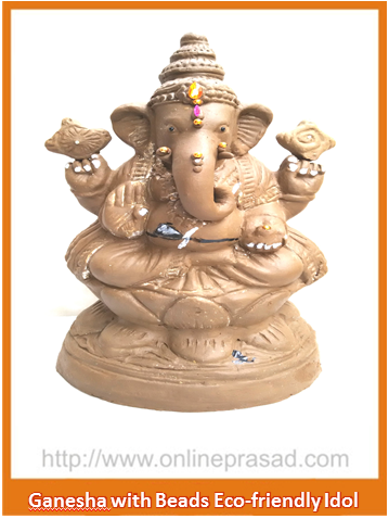 Ganesha with Beads - Eco Friendly Idol - OnlinePrasad.com
