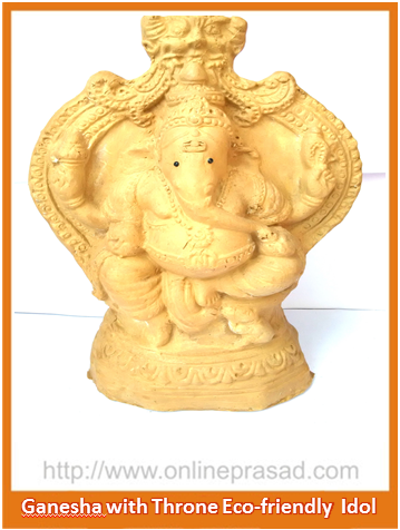 Ganesha with Large Throne - Eco Friendly Idol - OnlinePrasad.com