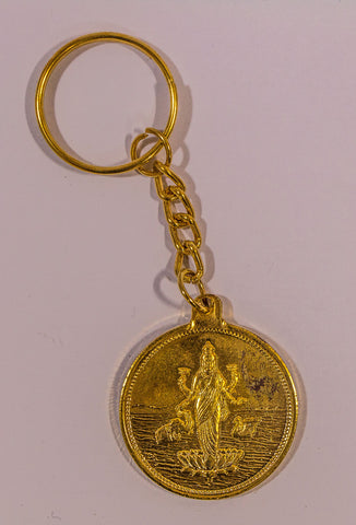The Maha Laxmi In Gold Key Chain - OnlinePrasad.com