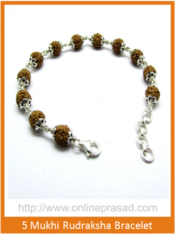 5 Mukhi Rudraksha Bracelet in Pure Silver - OnlinePrasad.com