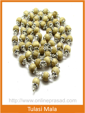 Tulsi Mala Holy Basil Rosary In Pure Silver - OnlinePrasad.com