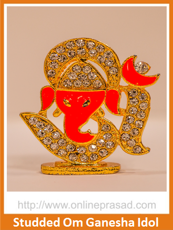 Zevotion Studded Om Ganesha Idol - OnlinePrasad.com