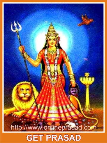 Karni Mata Navratri Prasad + Golden Poster + Durga Idol - OnlinePrasad.com