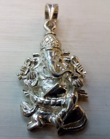 Lord Ganesha Silver Pendant - OnlinePrasad.com