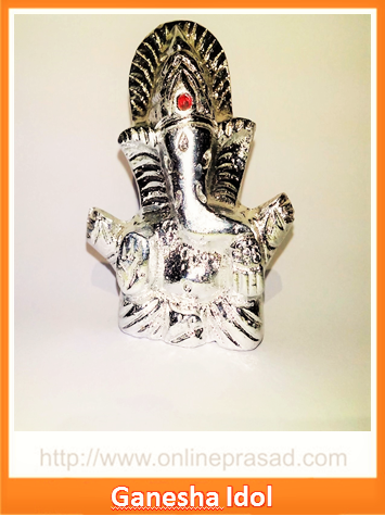 The Silver Ganesha Idol - OnlinePrasad.com