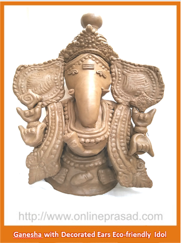 Ganesha with Decorated Ears - Eco Friendly Idol - OnlinePrasad.com