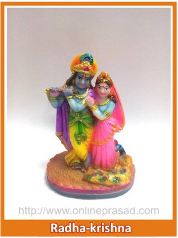 Colorful Radha Krishna Ceramic Idol - OnlinePrasad.com